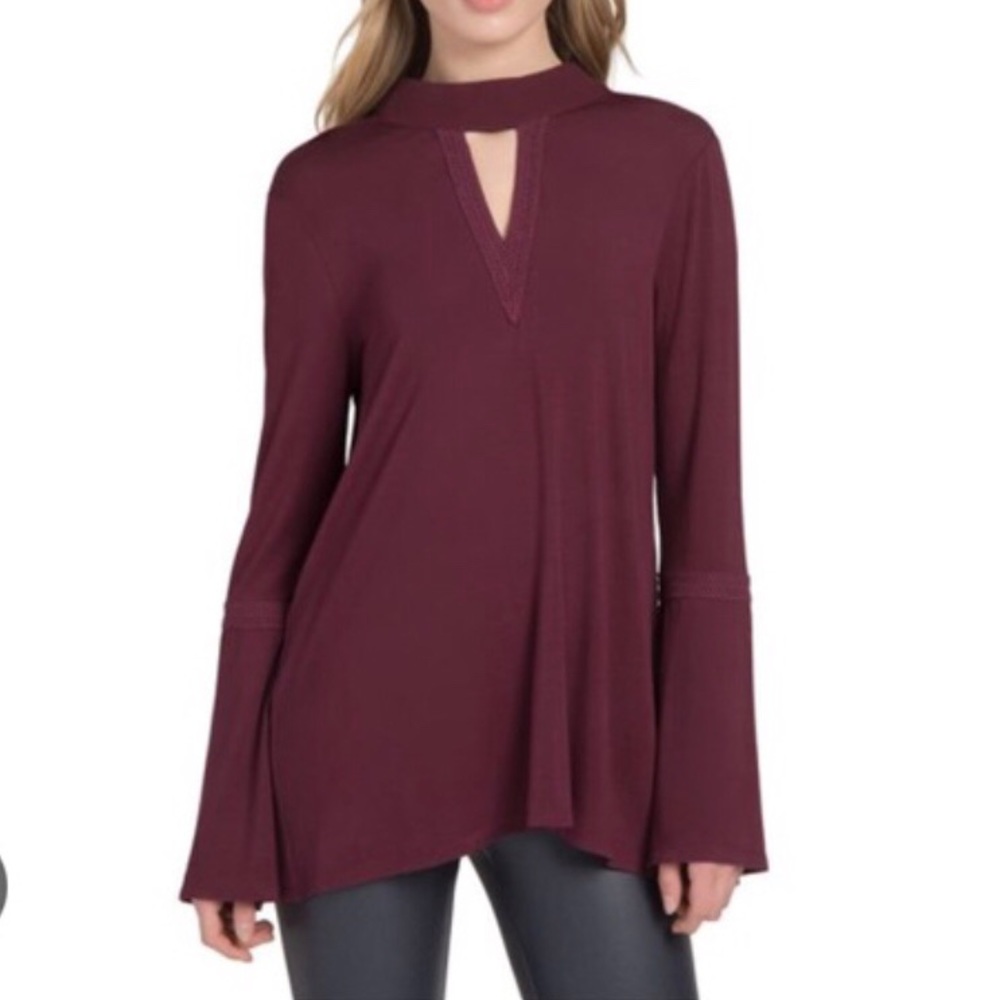 Lysse Ainsley Embroidered Bell Sleeves Top Tunic Sz. L